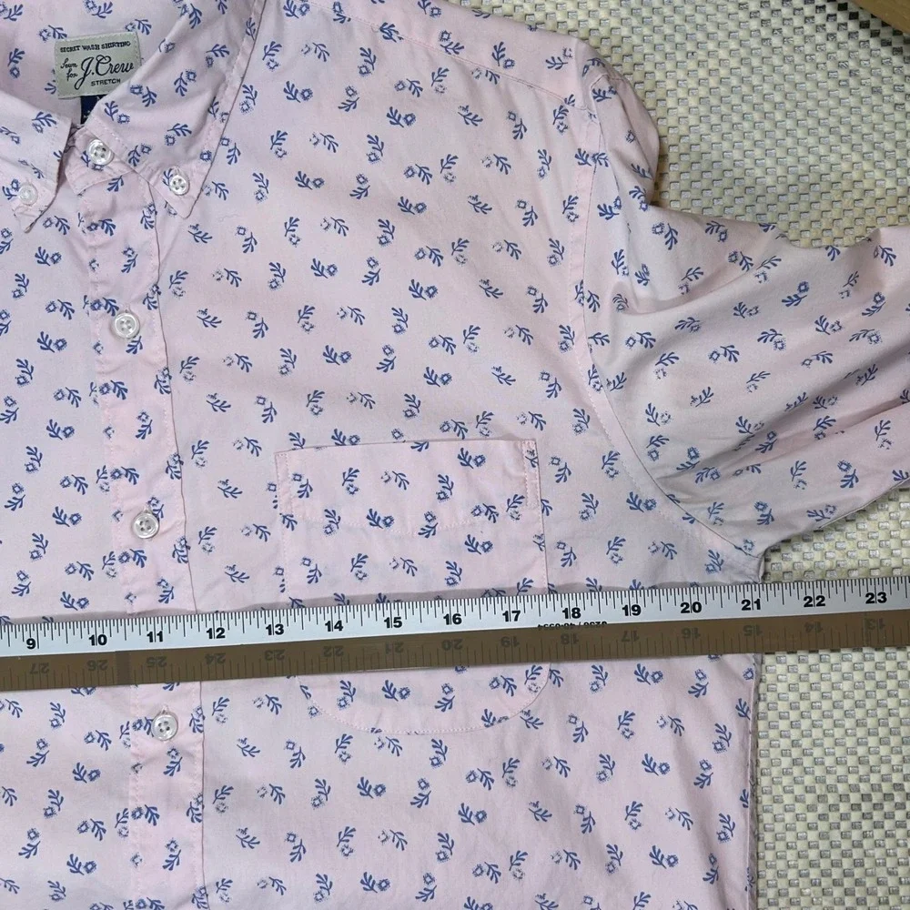 J. Crew Slim Stretch Secret Wash Shirt Floral Print Button‎ Down Mens M Pink
